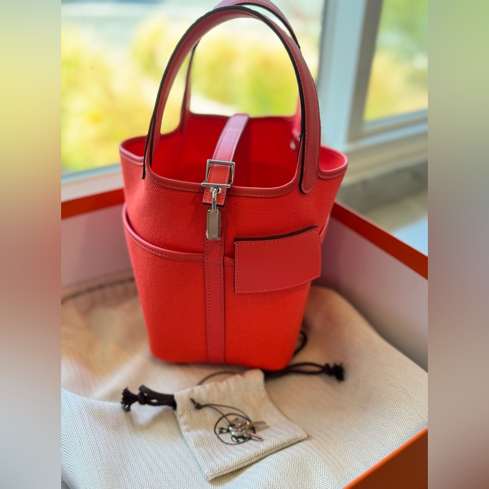 NEW Hermes Toile Goeland Swift Cargo Picotin Lock 18 Orange Field - Picture 5 of 11